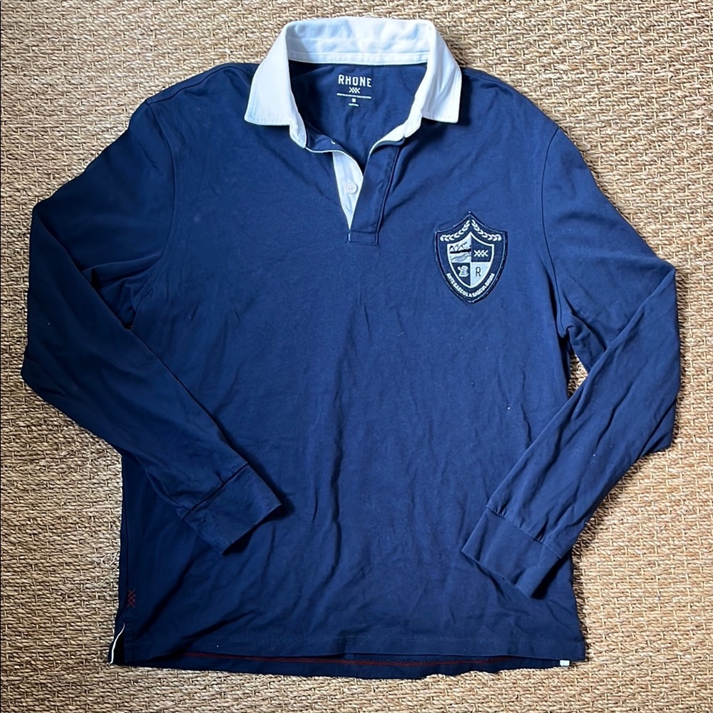 Rhone Men's Navy Long Sleeve Rugby Shirt